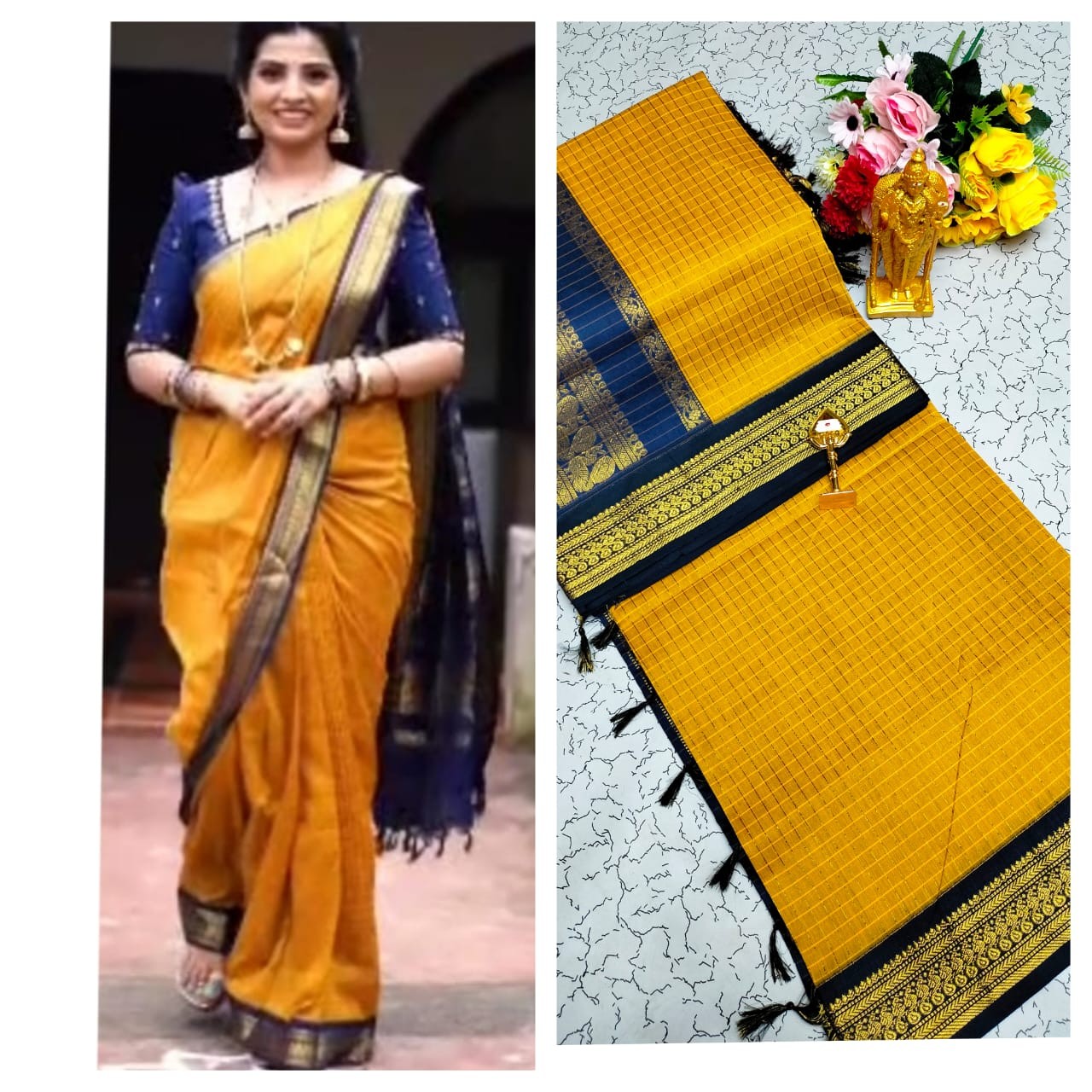 Checked Kalyani cotton sarees